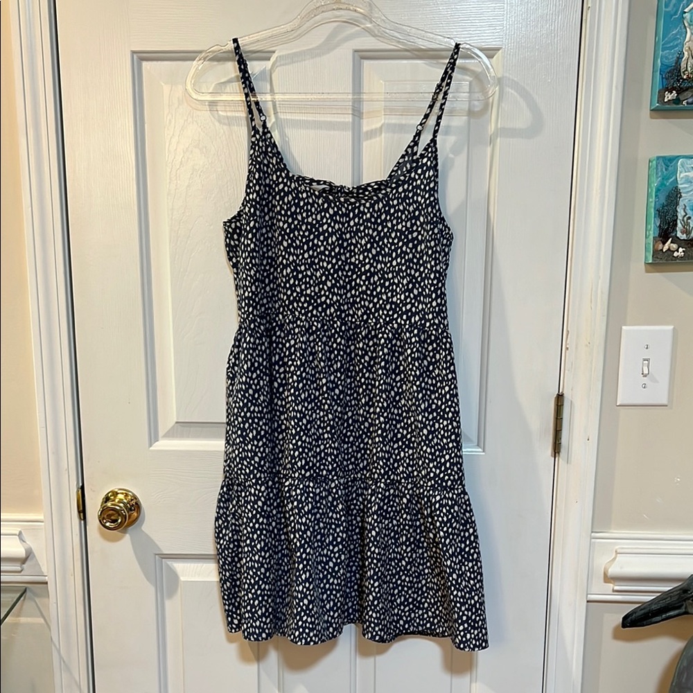 Blue Knee-Length Spaghetti Strap Sundress